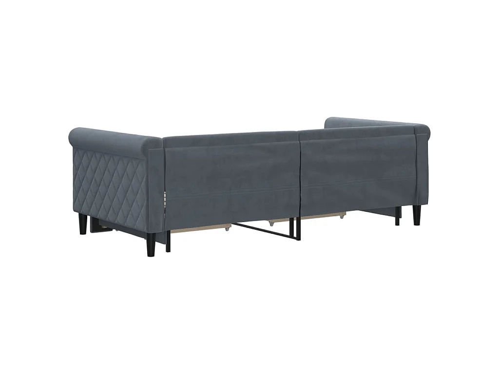 Divano Letto Estraibile Cassetti Grigio Scuro 90x190cm Velluto