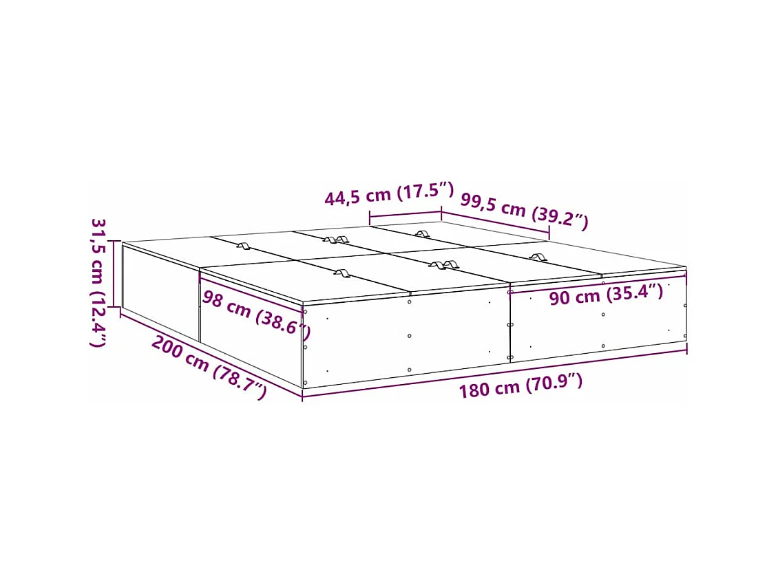 Cadre de lit Gris béton 180 x 200 cm Bois d'ingénierie