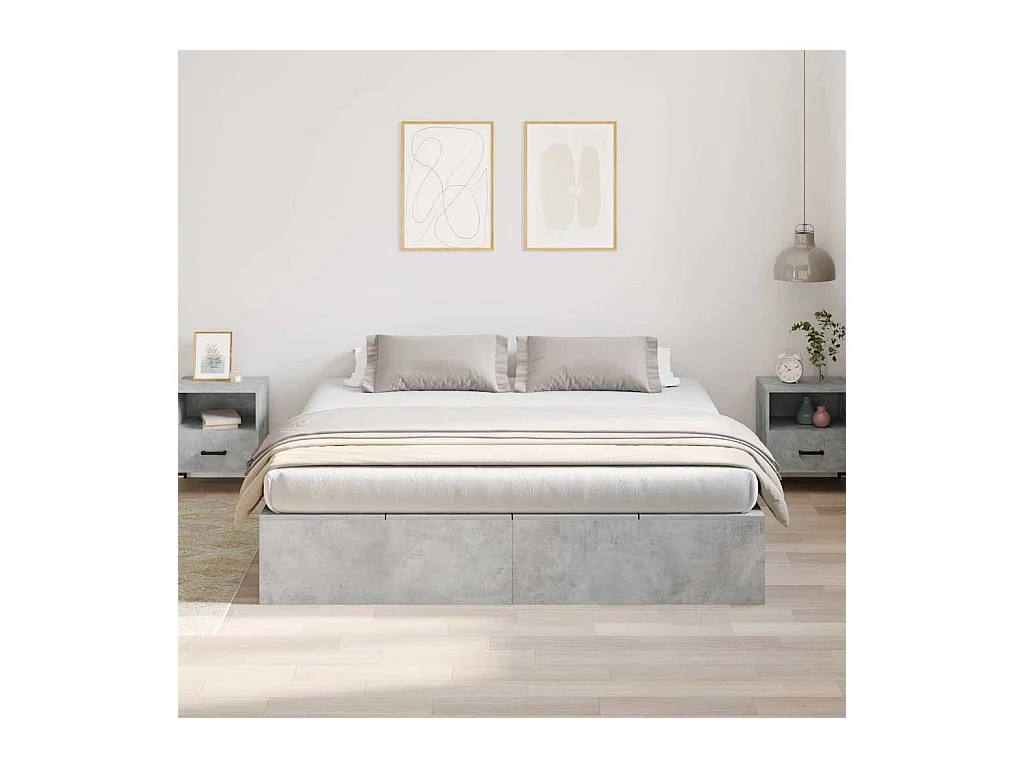 Cadre de lit Gris béton 180 x 200 cm Bois d'ingénierie