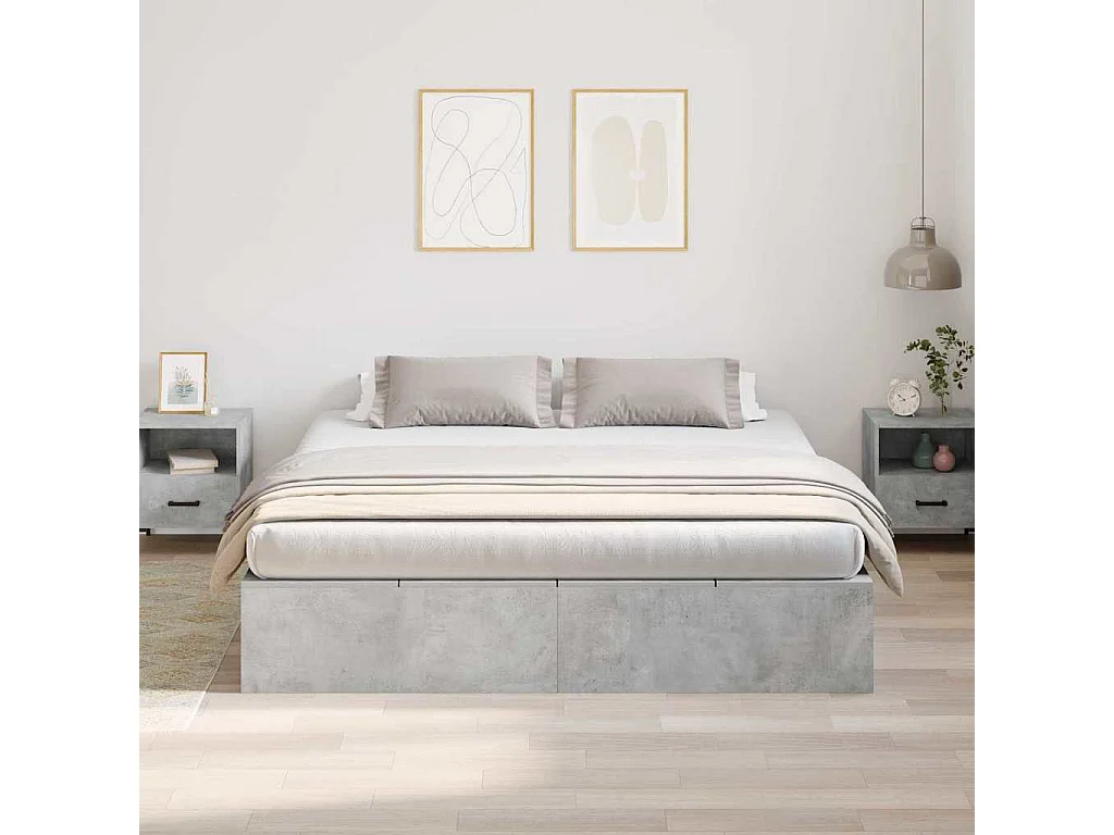 Cama con almacenamiento Gris Concreto 180 x 200 cm