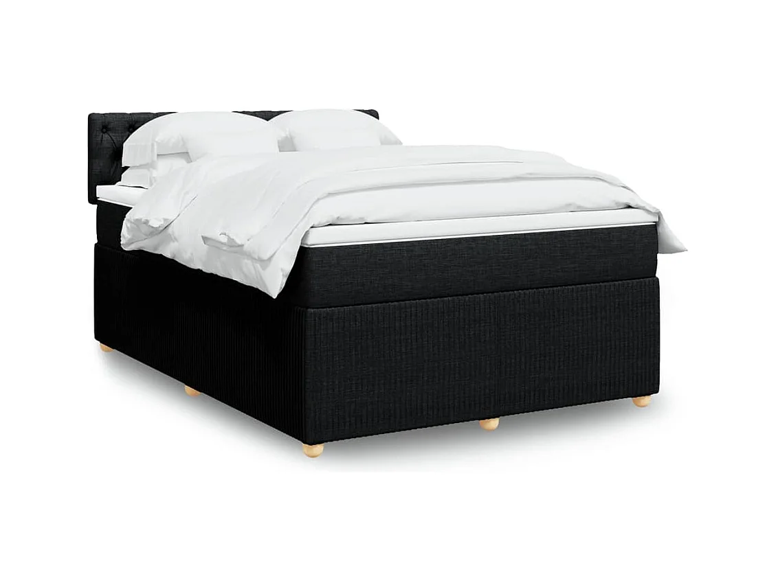 Boxspringbett mit Matratze Schwarz 140x190 cm Stoff
