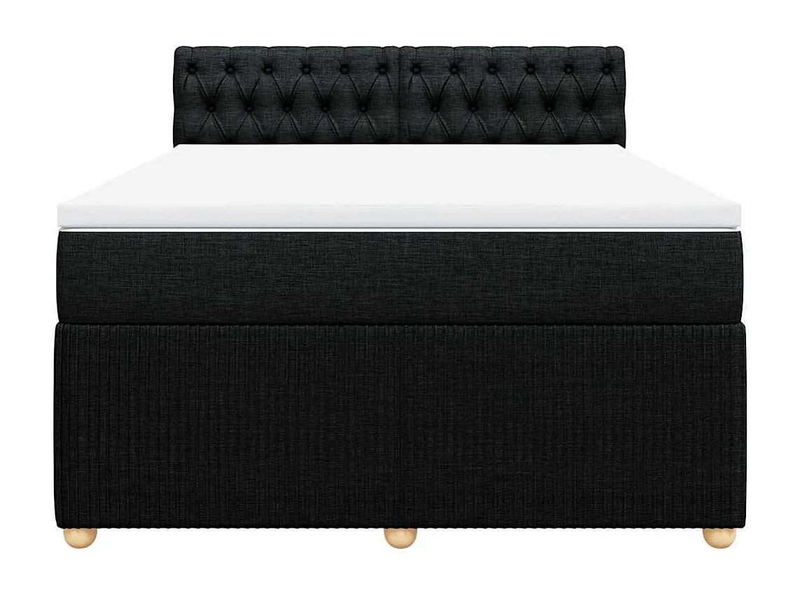 Boxspringbett mit Matratze Schwarz 140x190 cm Stoff