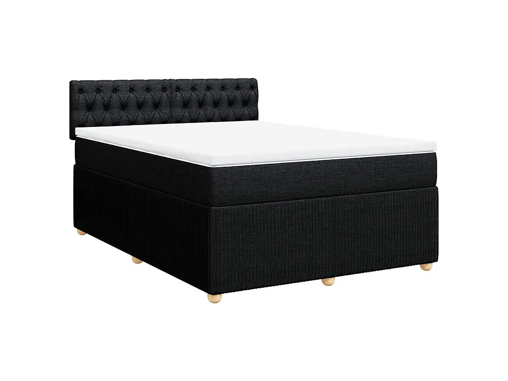 Boxspringbett mit Matratze Schwarz 140x190 cm Stoff