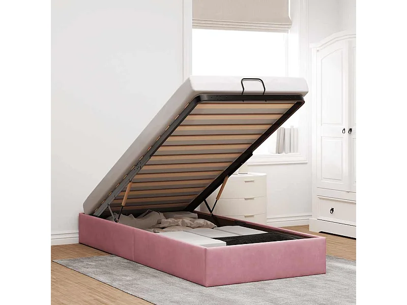 Ottoman-Bett ohne Matratze Rosa 90x200 cm Samt