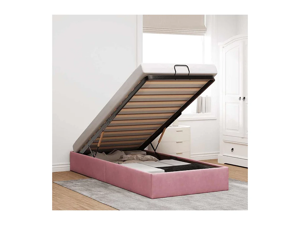 Ottoman-Bett ohne Matratze Rosa 90x200 cm Samt