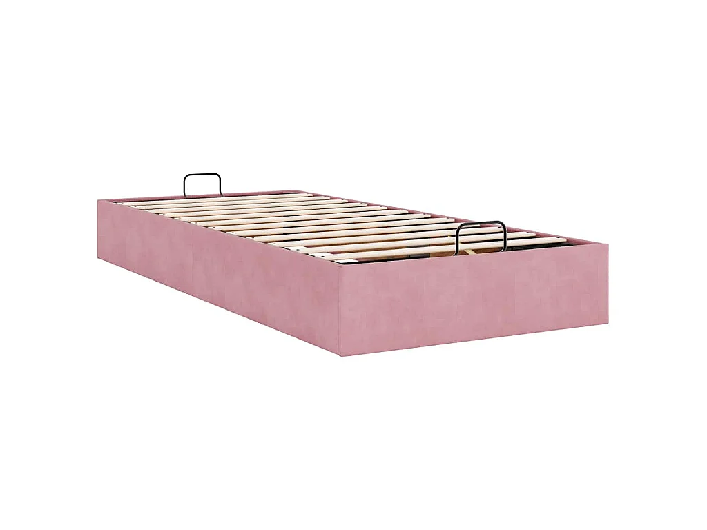 Cadre de lit ottoman sans matelas rose 90x200 cm velours