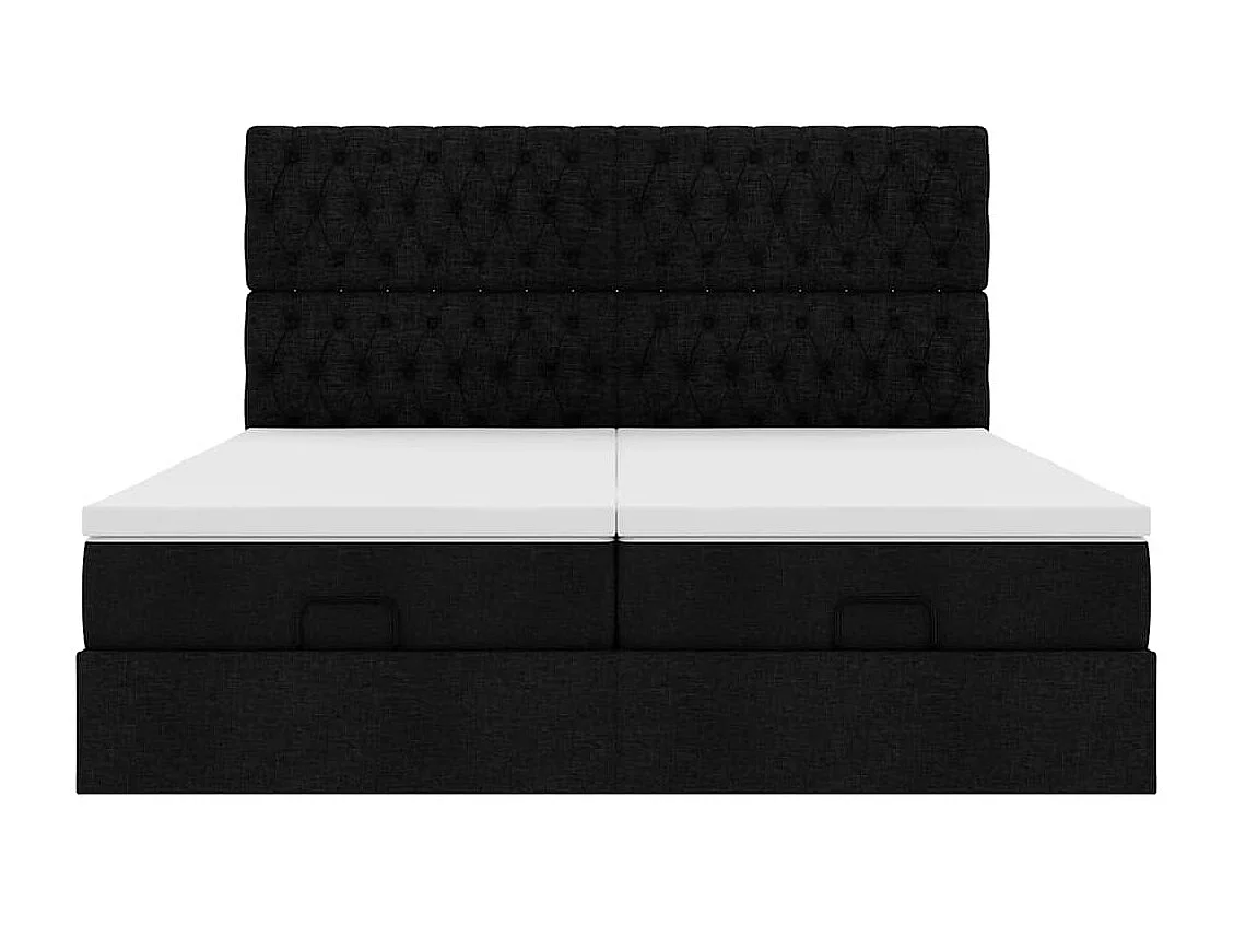 Ottoman-Bett mit Matratzen Schwarz 160x200 cm Stoff