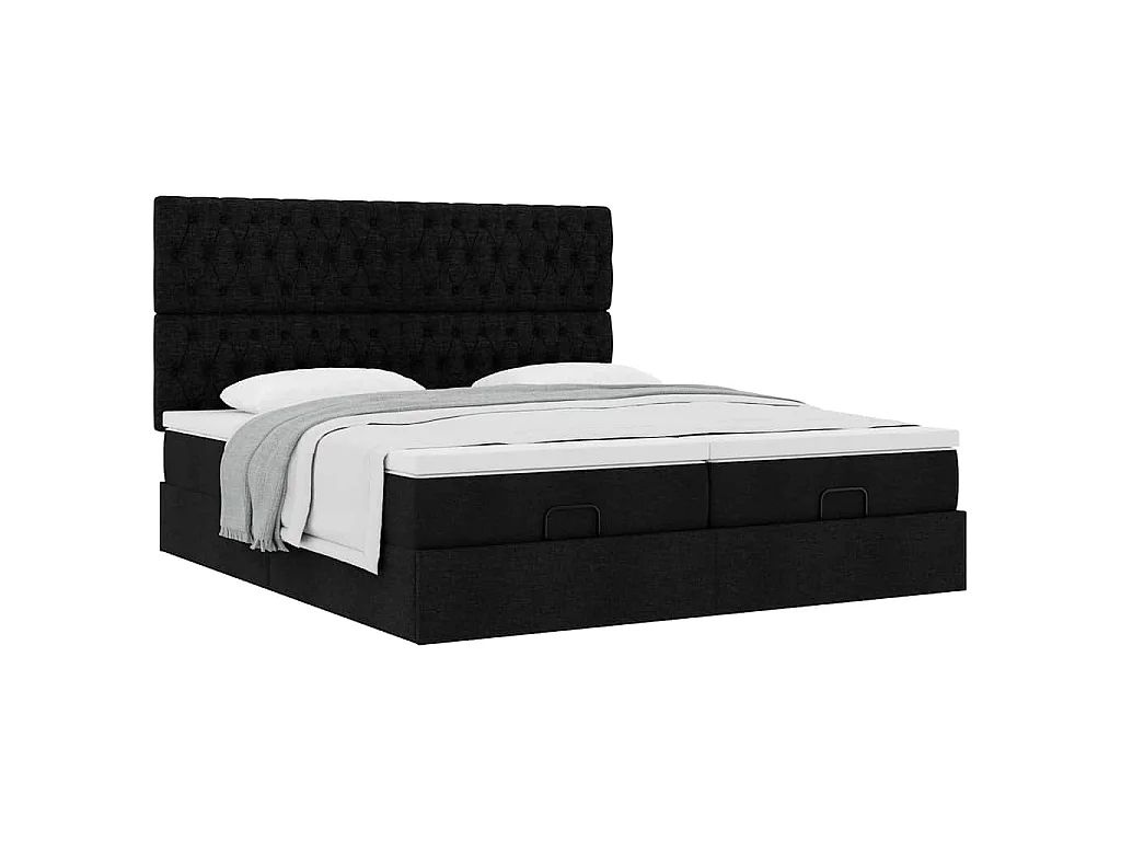 63 / 5,000vidaXL Estrutura de cama otomana com colchões tecido preto