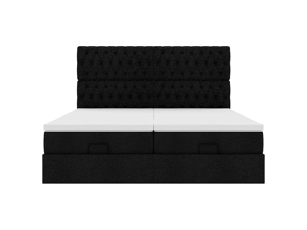 63 / 5,000vidaXL Estrutura de cama otomana com colchões tecido preto