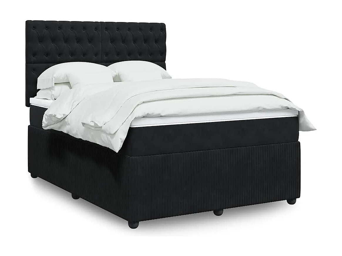 Boxspring met matras fluweel zwart 140x200 cm