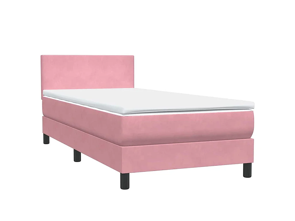 Boxspring met matras fluweel roze 90x210 cm