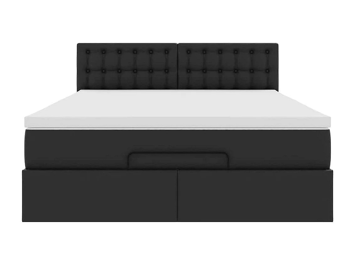 Lit ottoman avec matelas & LED Noir 140x190cm similicuir