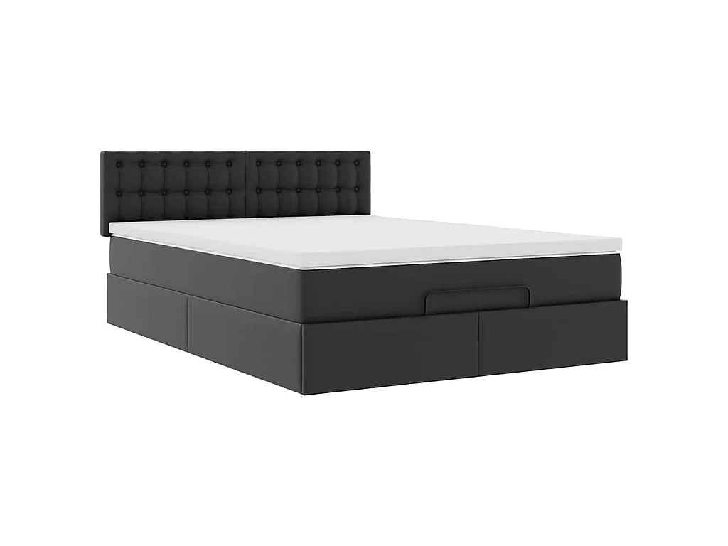 Lit ottoman avec matelas & LED Noir 140x190cm similicuir