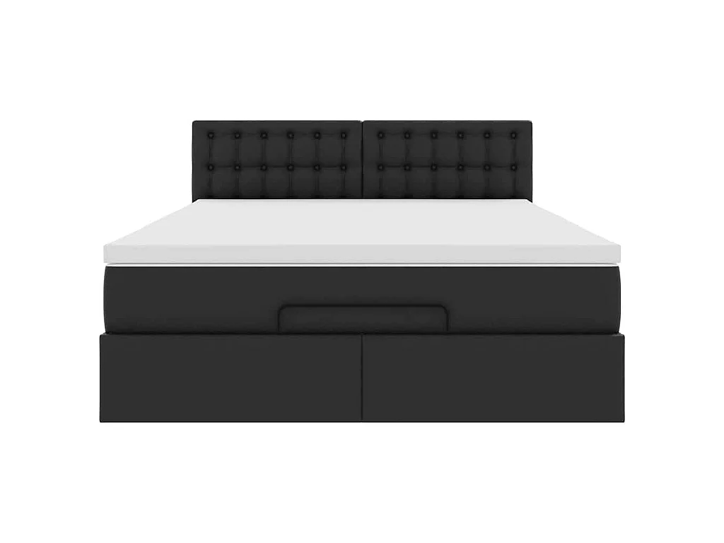 Lit ottoman avec matelas & LED Noir 140x190cm similicuir
