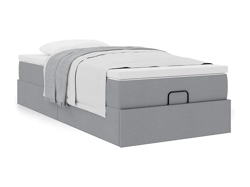 Ottoman bed met matras 90x190cm stof lichtgrijs