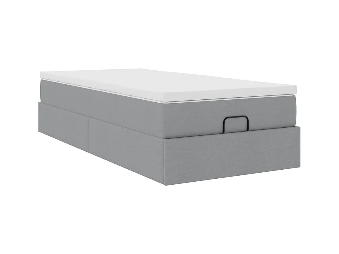 Ottoman-Bett mit Matratze Hellgrau 90x190 cm Stoff