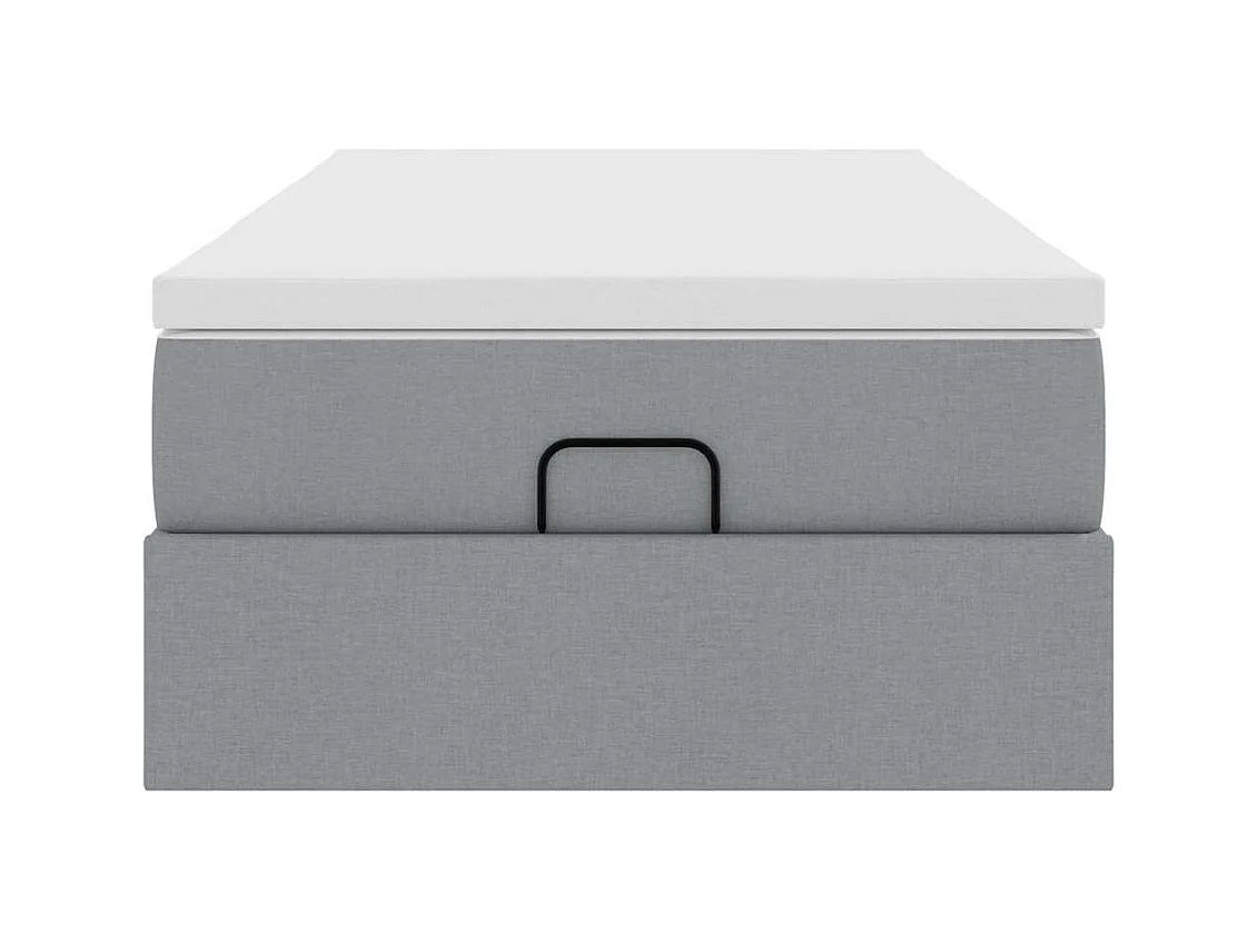 Ottoman-Bett mit Matratze Hellgrau 90x190 cm Stoff