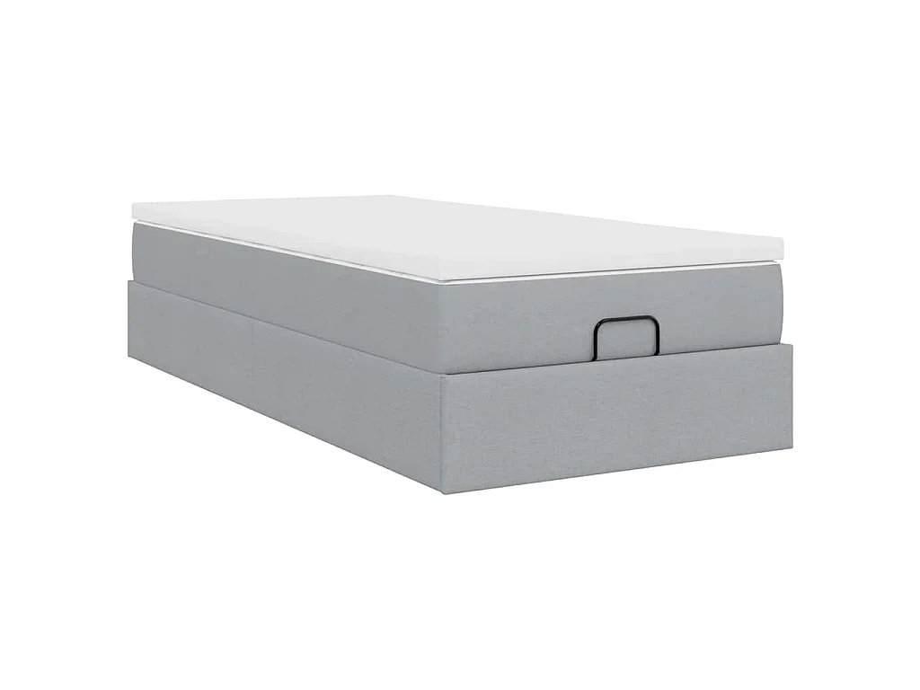 Estrutura cama otomana colchão 90x190 cm tecido cinzento claro