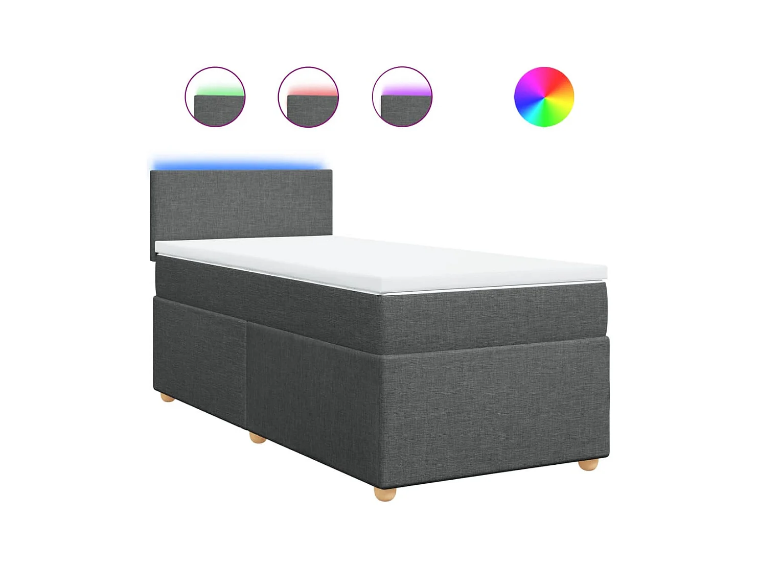 Sommier à lattes de lit avec matelas Gris foncé 100x200cm Tissu