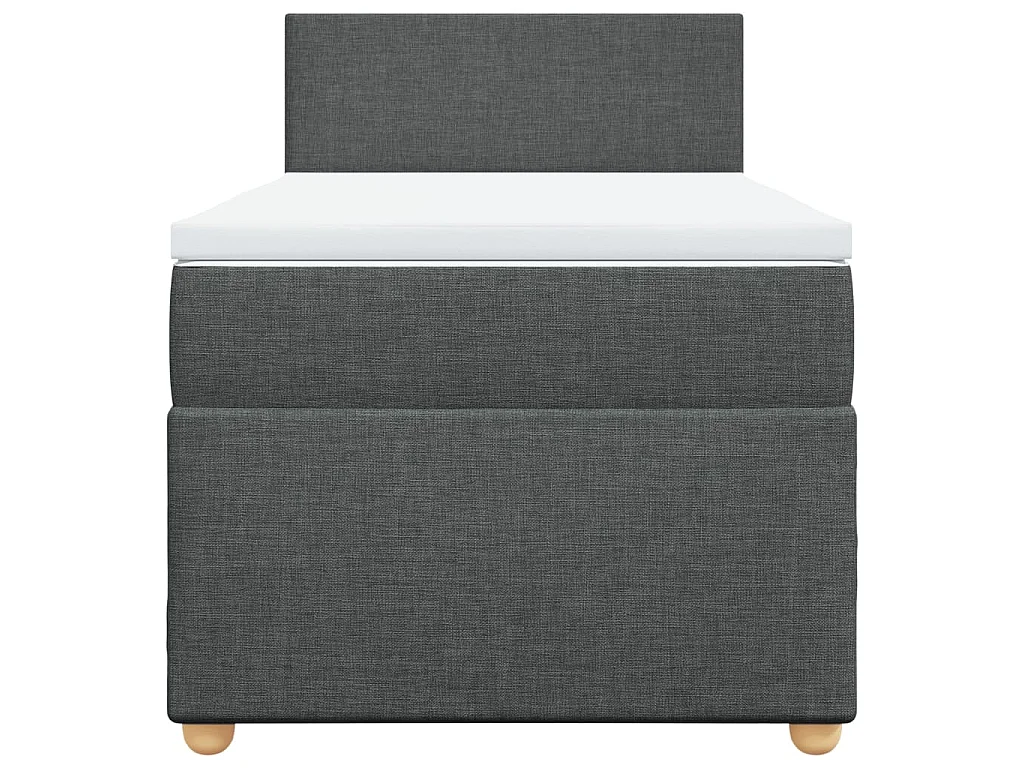Cama box spring con colchón tela gris oscuro 100x200 cm