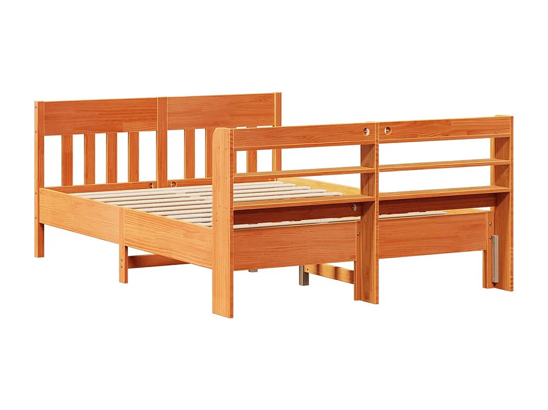 Massivholzbett ohne Matratze Wachsbraun 140x190 cm Kiefernholz