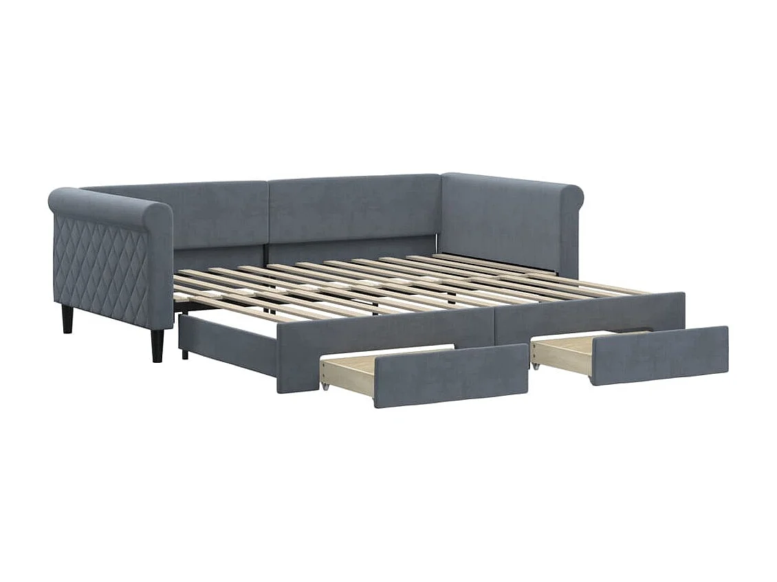 Tagesbett Ausziehbar mit Schubladen Dunkelgrau 100x200 cm Samt