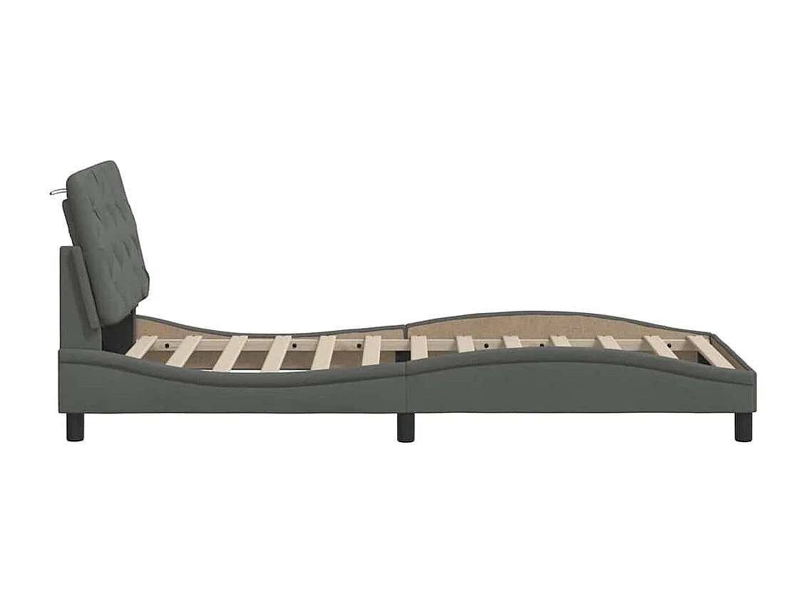 Estrutura de cama sem colchão 90x200 cm tecido cinzento-escuro