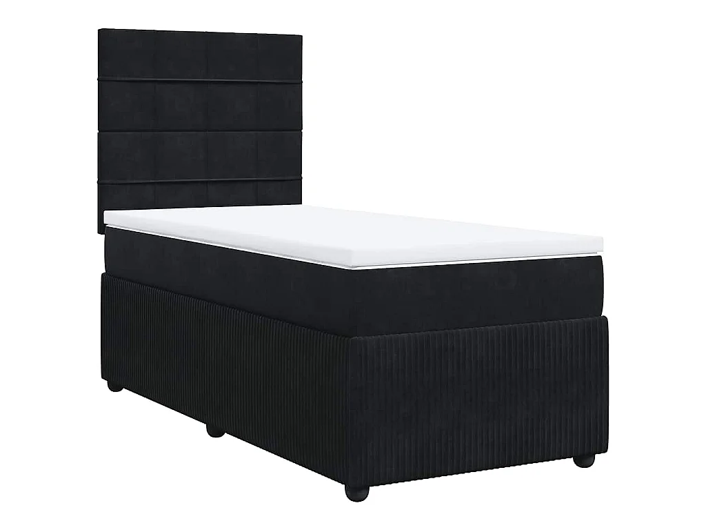 Giroletto a Molle con Materasso Nero 90x200 cm in Velluto