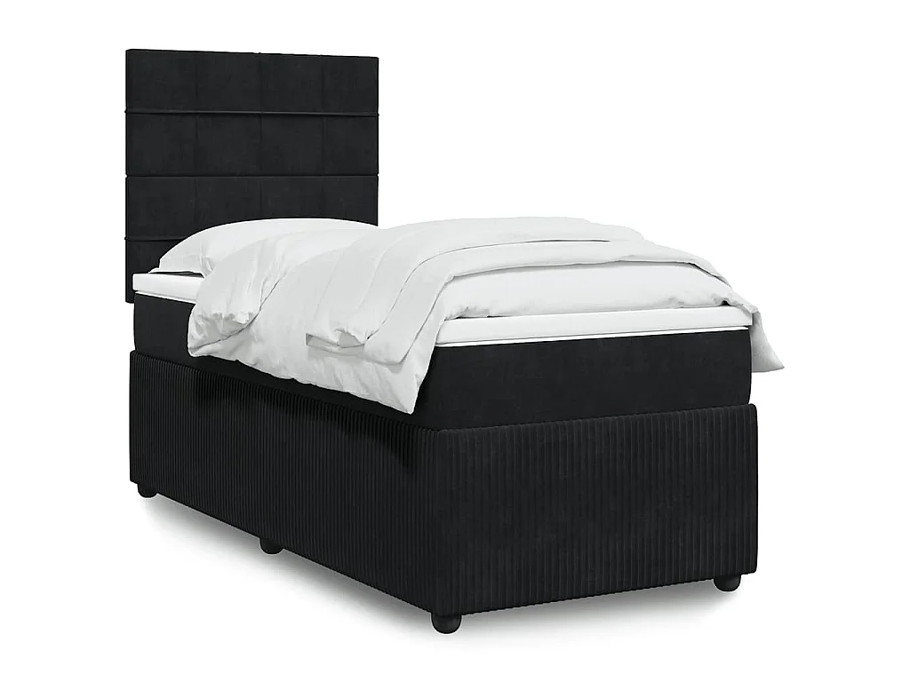 Giroletto a Molle con Materasso Nero 90x200 cm in Velluto