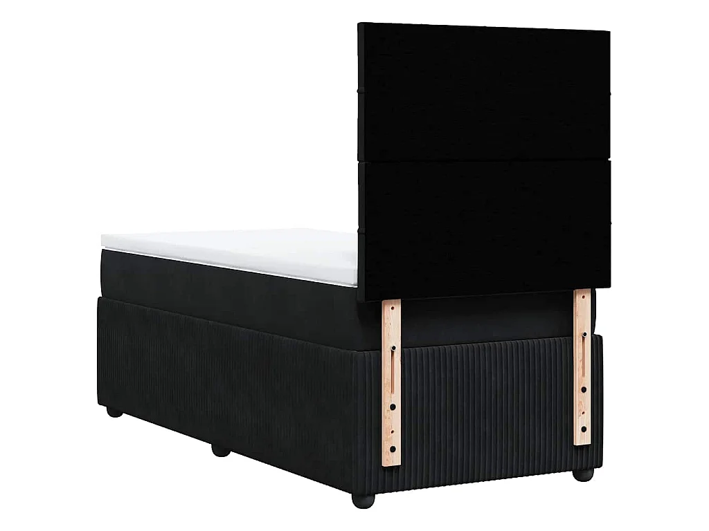 Giroletto a Molle con Materasso Nero 90x200 cm in Velluto
