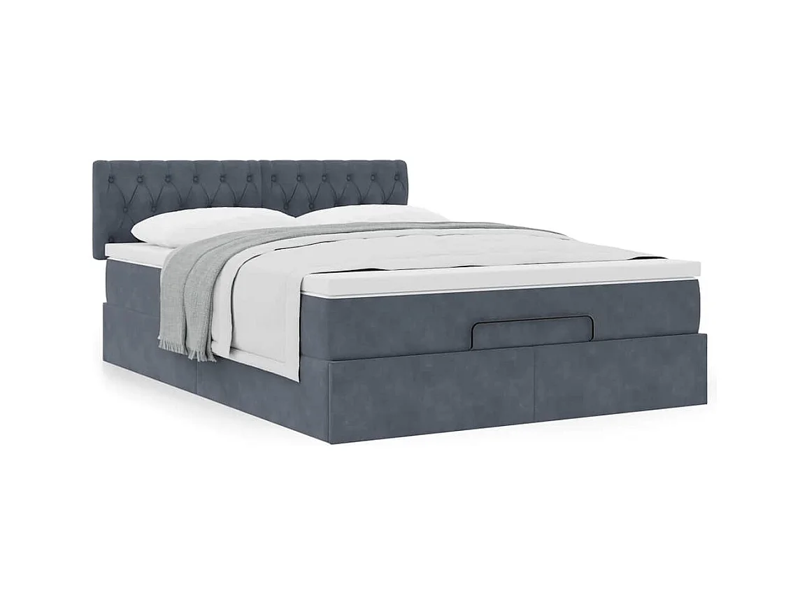 Struttura Letto Pouf con Materasso 140x190 cm Velluto