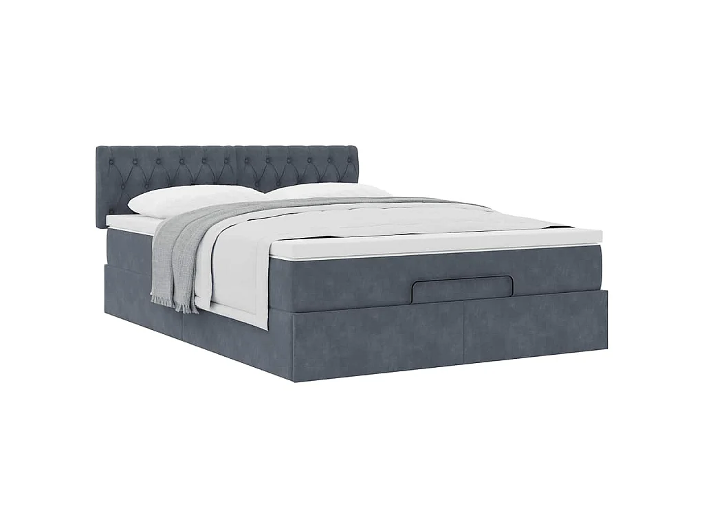 Struttura Letto Pouf con Materasso 140x190 cm Velluto