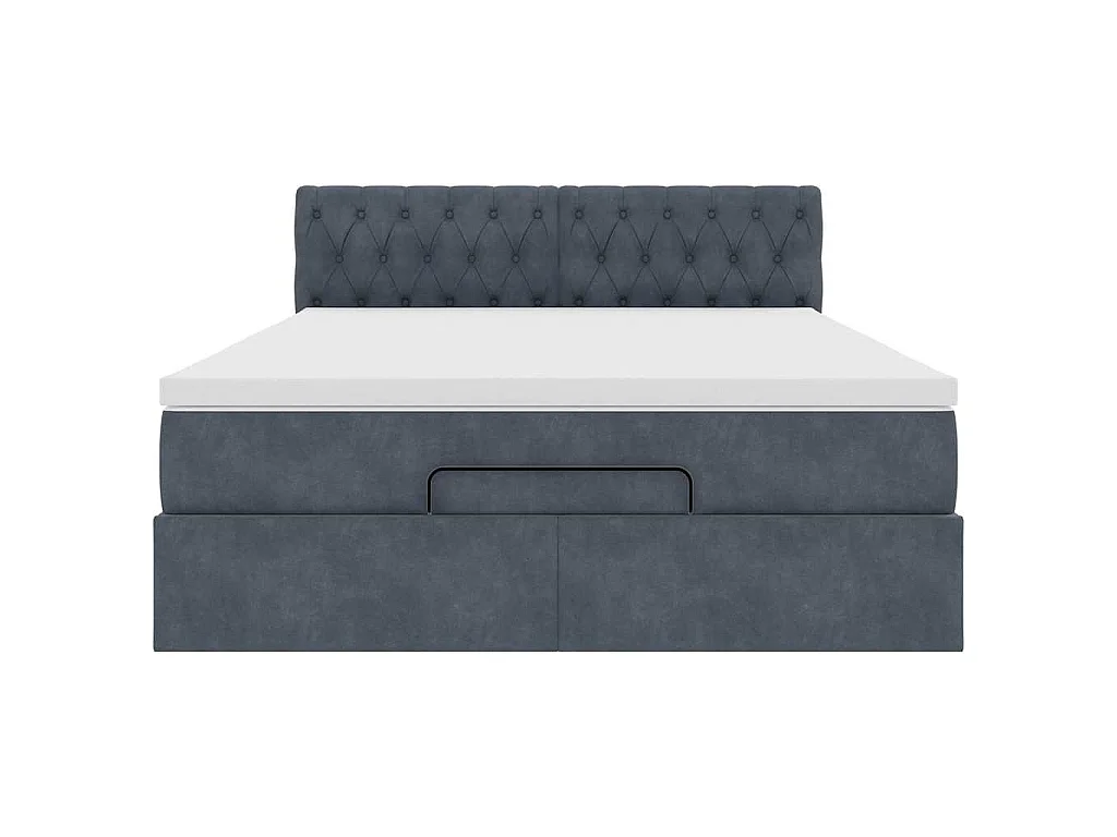 Struttura Letto Pouf con Materasso 140x190 cm Velluto