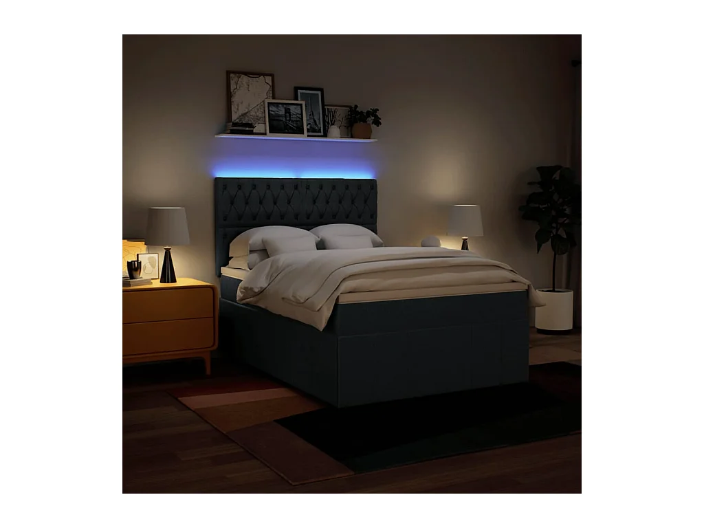 Boxspring met matras stof blauw 140x200 cm