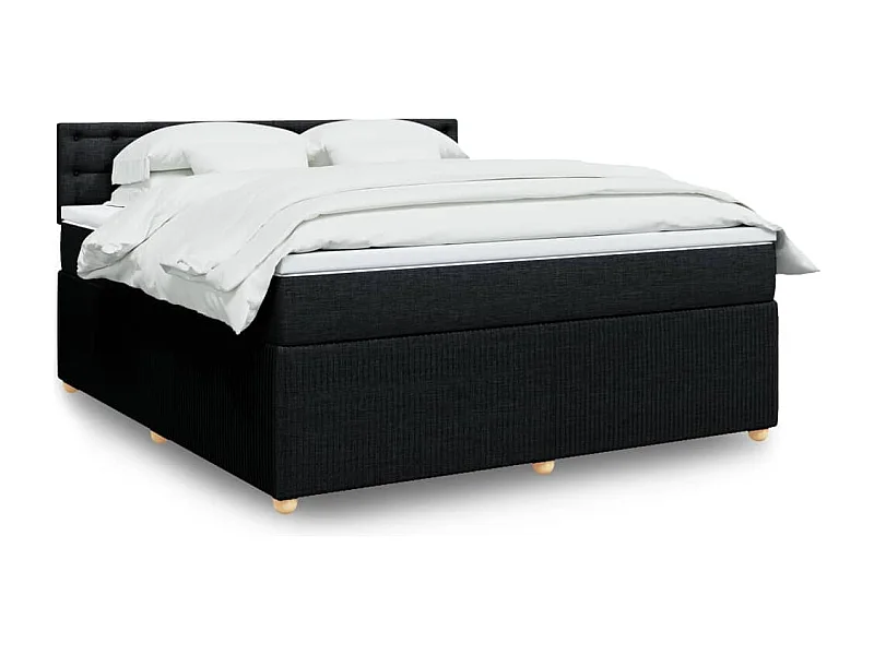 Sommier à lattes de lit avec matelas Noir 180x200 cm Tissu