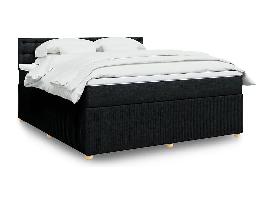 Boxspringbett mit Matratze Schwarz 180x200 cm Stoff