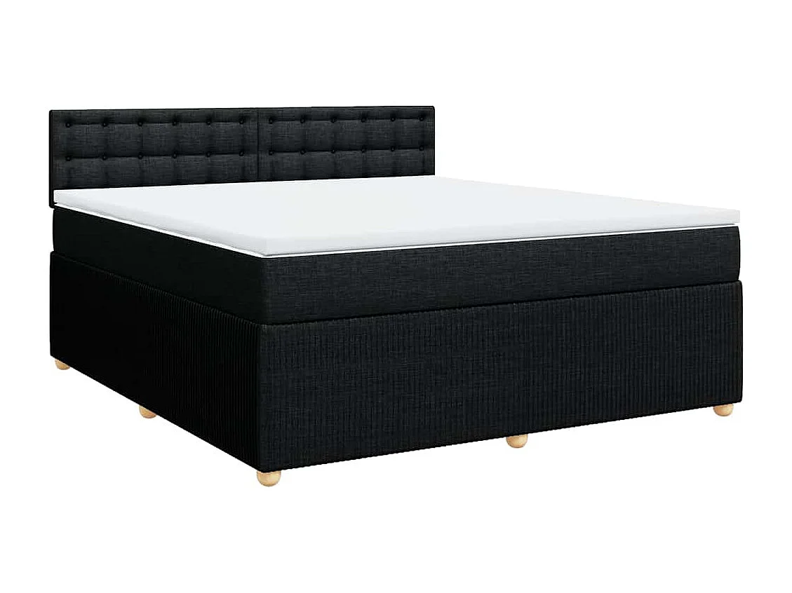 Boxspringbett mit Matratze Schwarz 180x200 cm Stoff