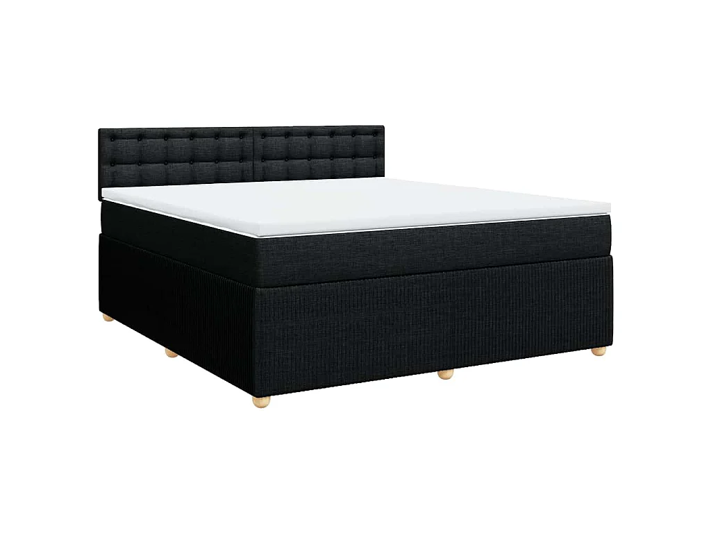 Giroletto a Molle con Materasso Nero 180x200 cm in Tessuto