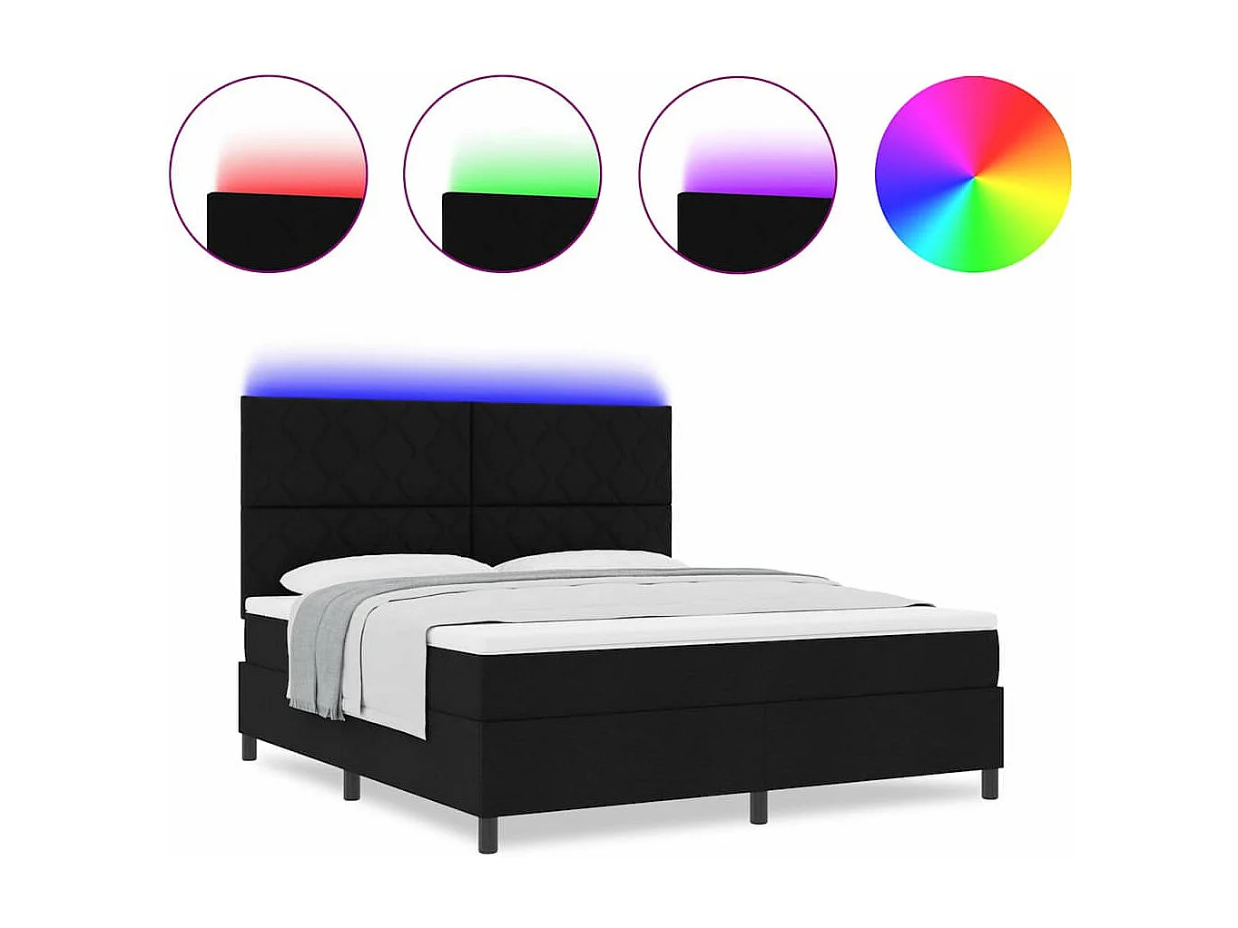 Boxspringbett mit Matratze Schwarz 180 x 200 cm Stoff