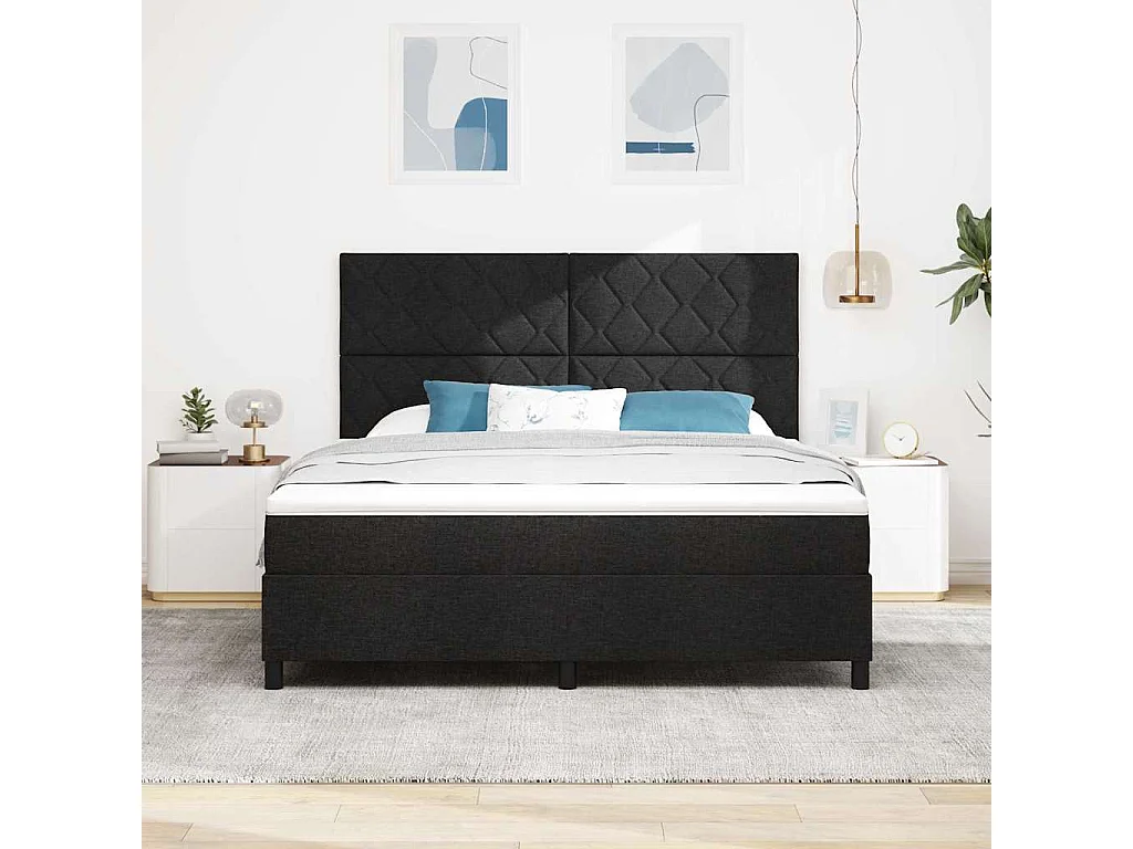 Boxspringbett mit Matratze Schwarz 180 x 200 cm Stoff