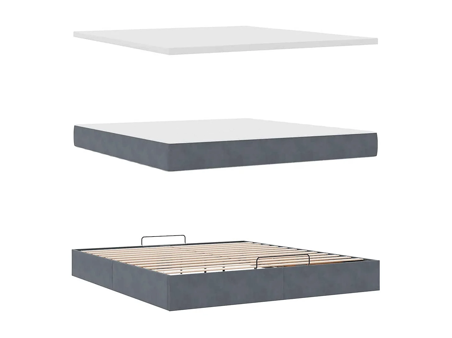 Ottoman-Bett mit Matratze & LEDs Dunkelgrau 160x200 cm Samt