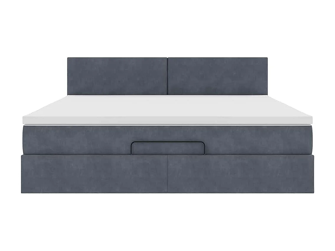 Cadre de lit ottoman avec matelas gris foncé 160x200 cm velours