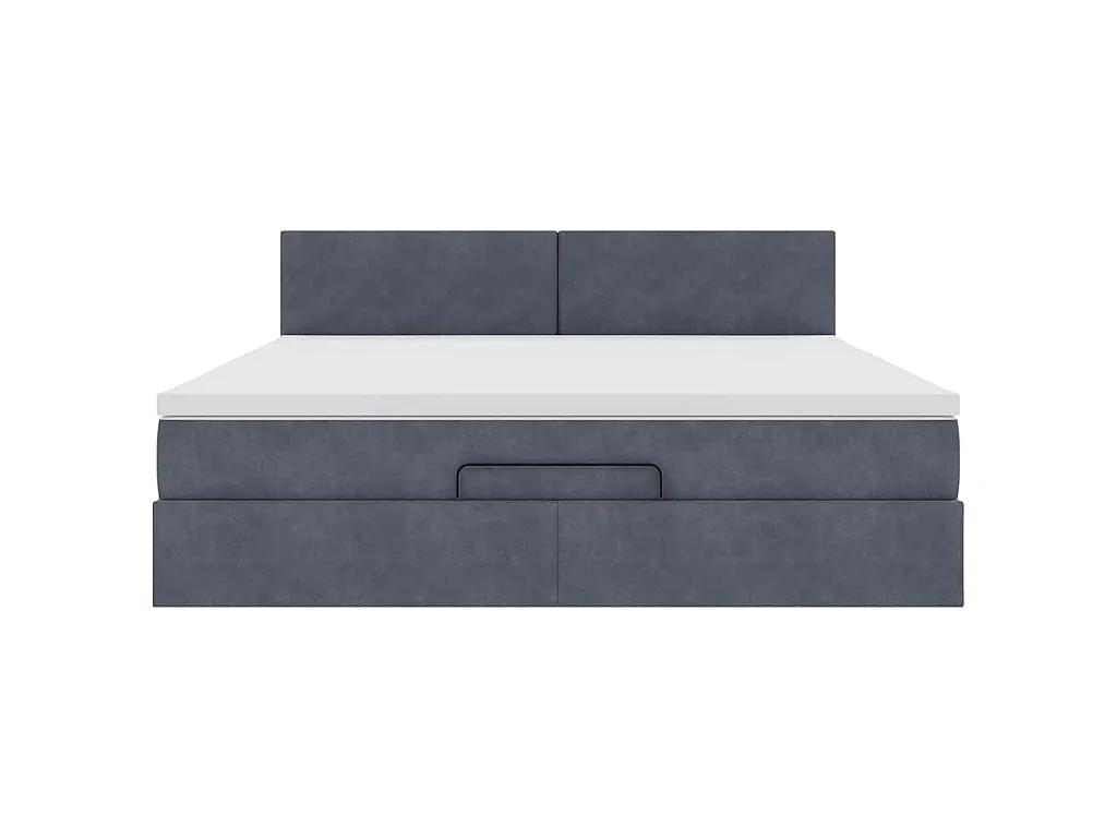 Cadre de lit ottoman avec matelas gris foncé 160x200 cm velours
