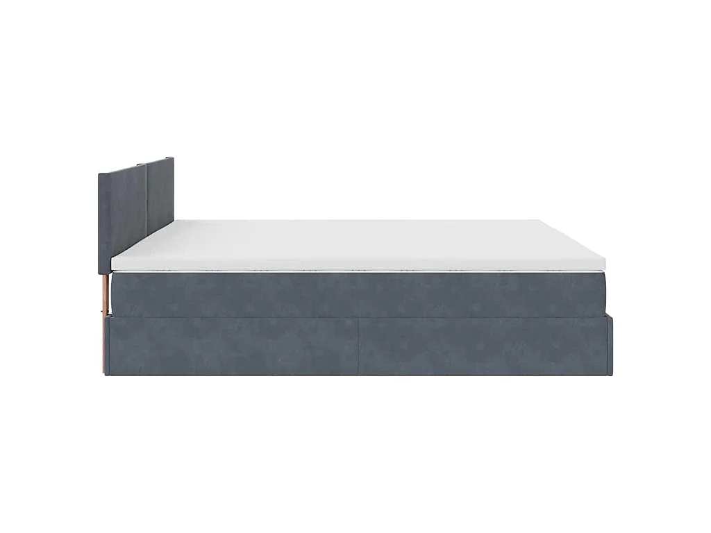 Cadre de lit ottoman avec matelas gris foncé 160x200 cm velours