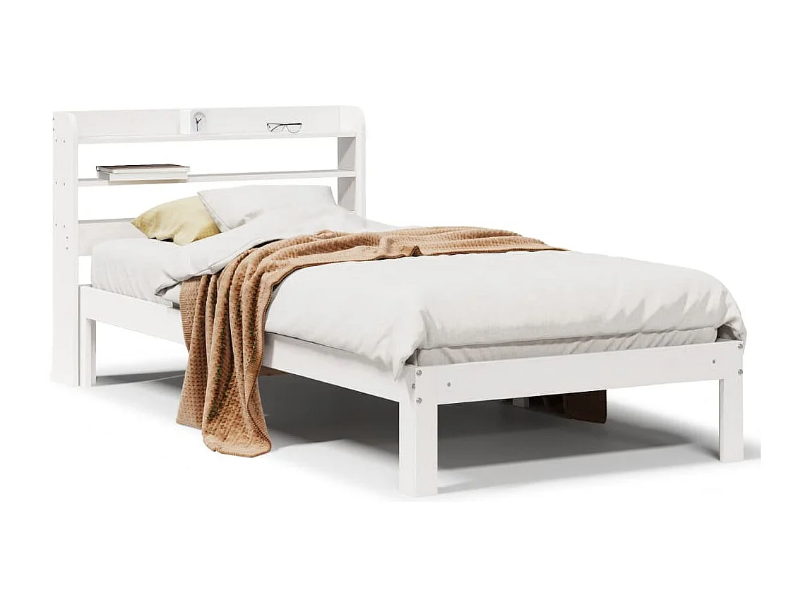 Cadre de lit avec tête de lit sans matelas blanc 100x200 cm