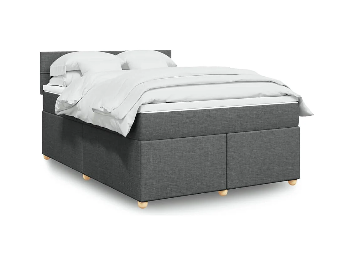 Sommier à lattes de lit avec matelas Gris foncé 140x200cm Tissu