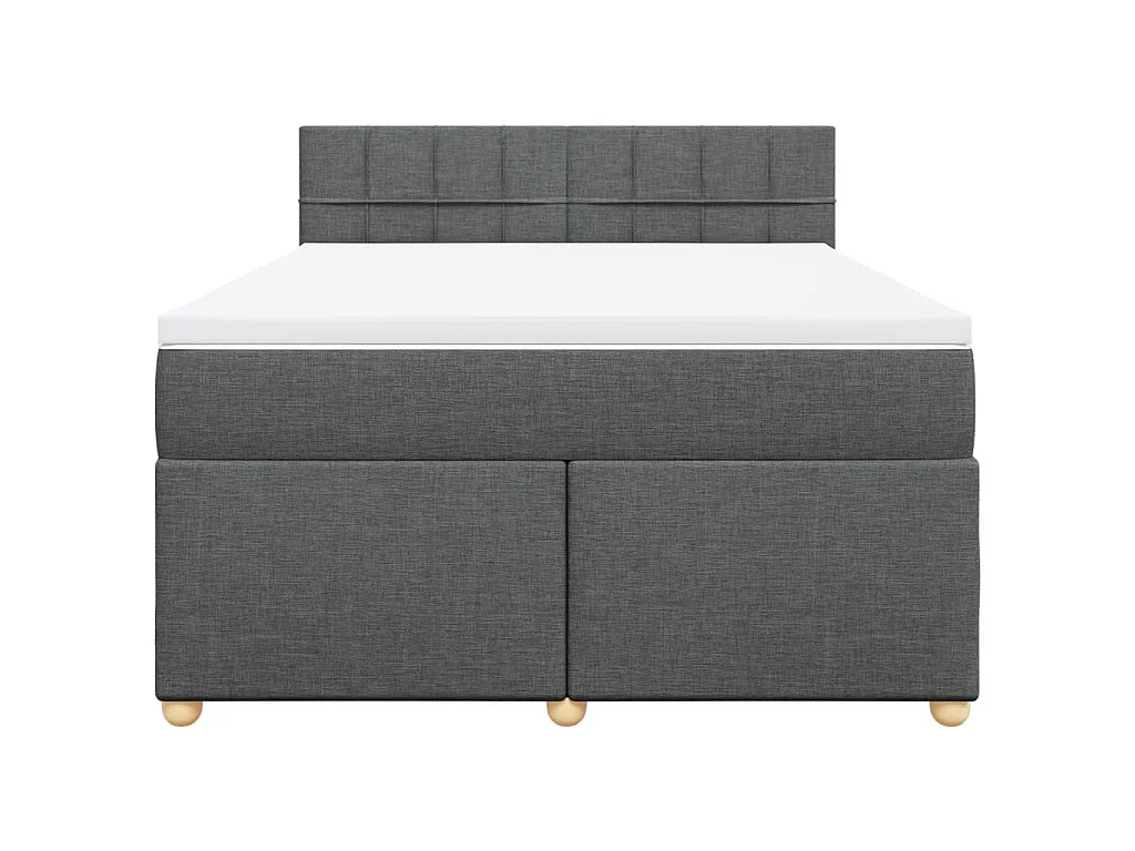 Boxspring met matras stof donkergrijs 140x200 cm