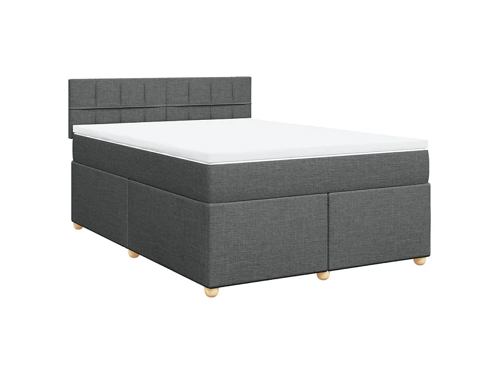 Cama box spring con colchón tela gris oscuro 140x200 cm