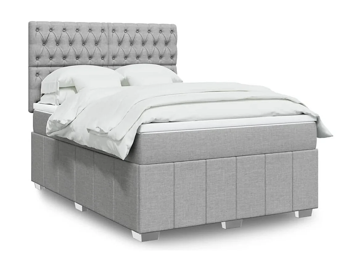 Boxspringbett mit Matratze Hellgrau 160x200 cm Stoff