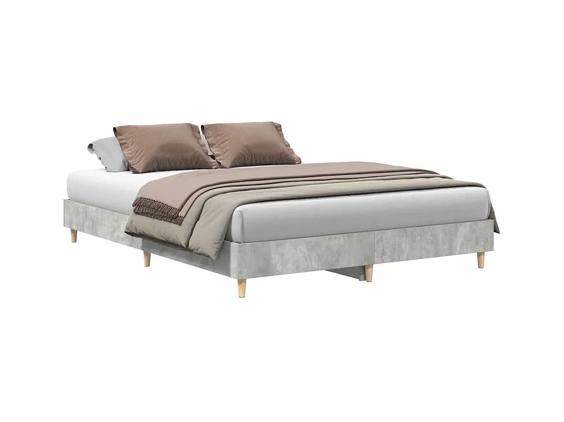 Cadre de lit sans matelas gris béton 140x200 cm bois ingénierie